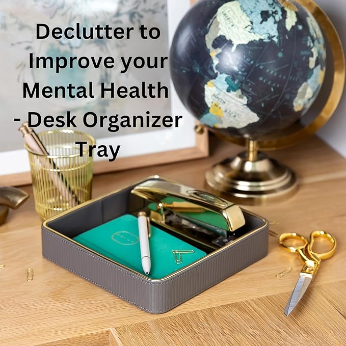 Key Bowl for Entryway Table| Leather Catch All Bowl for Keys| Key Dish Bowl for Entryway Table| Key Basket EDC Tray| Key and Wallet Holder Key Holder Bowl -Gray