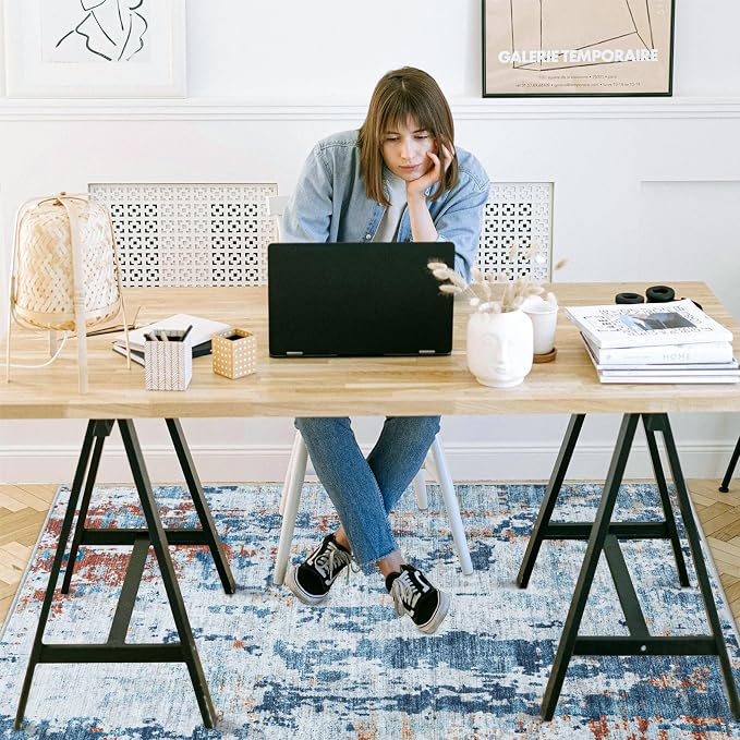 Office Chair Mat for Hardwood Floor, 60"x45" Easy Glide Computer Chair Mat Protector for Rolling Chair Under Desk Rug Nonslip Backing, Machine Wash