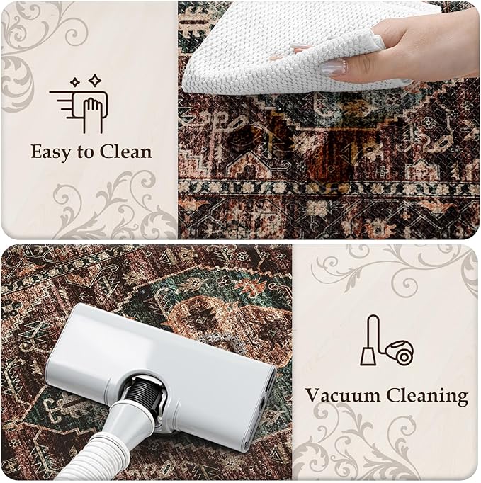 KIMODE Kitchen Mats for Floor Cushioned Anti Fatigue, Floral Kitchen Rugs Sets of 2, Brick Rugs for Kitchen Floor, Comfort Kitchen Floor Mats, Ergonomic Standing Desk Mat for Sink Laundry Room Decor
