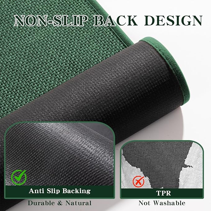chakme Bathroom Rugs Mat 36x25, Ultra Thin Non Slip Bath Mat Large Quick Dry Absorbent Bath Mat for Bathroom Floor, (Green, 36"x25")