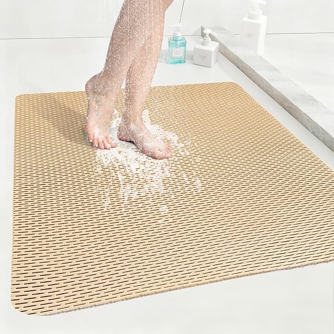 Square Shower Mat: 32"x32" Extra Large Non Slip Shower Mats for Inside Shower, Trimmable PVC Anti Slip Shower Stall Mats, Quick Dry Stand Up Shower Mat for Elderly, Kids