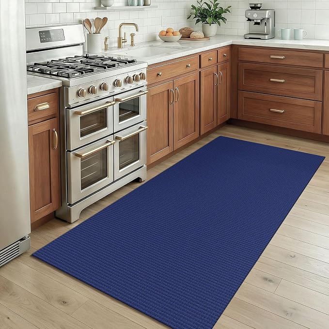 KOZYFLY Washable 3x5 Entry Woven Area Rug, Braided Throw Rugs for Entryway, Non Slip Door Mat Indoor Entrance, Front Porch Carpet for Foyer, Kitchen, Bedroom, Living Room, Royal Blue/Navy