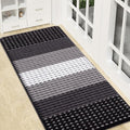 Kitinjoy Indoor Outdoor Door Mat, 47x20 Non-Slip Absorbent Dirt Trapper, Low-Profile Washable Inside Entrance Front Floor Mat, Sturdy Soft Entry Dotted Ombre Doormats for Entryway, Black