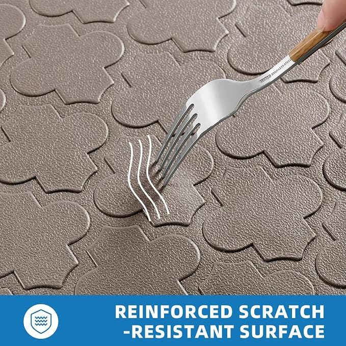 Kitchen Mats for Floor 2 Piece - Anti Fatigue Mats for Kitchen Floor - Non Slip Cushioned Rugs for Standing, Office, Sink, Laundry, Khaki