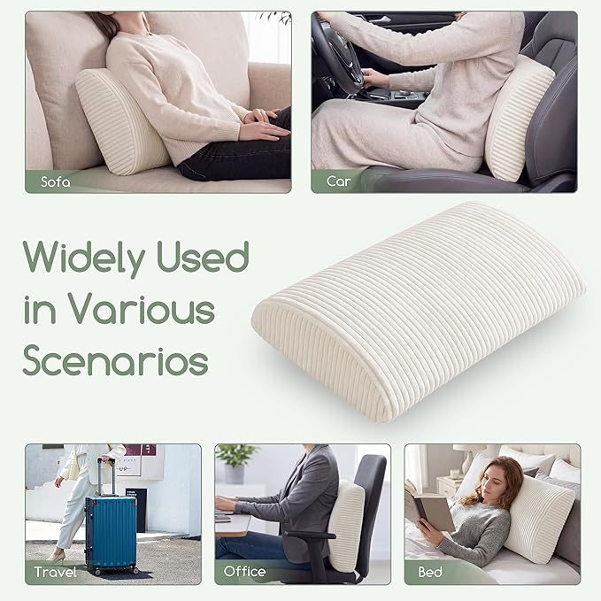 HIGOGOGO Lumbar Support Pillow for Recliner Chair/Accent Chair/Couch, Large Memory Foam Back Support Cushion for Elderly, Recliner Cushions for Back Rest, Pain Relief, Reading, Washable Cover, Beige