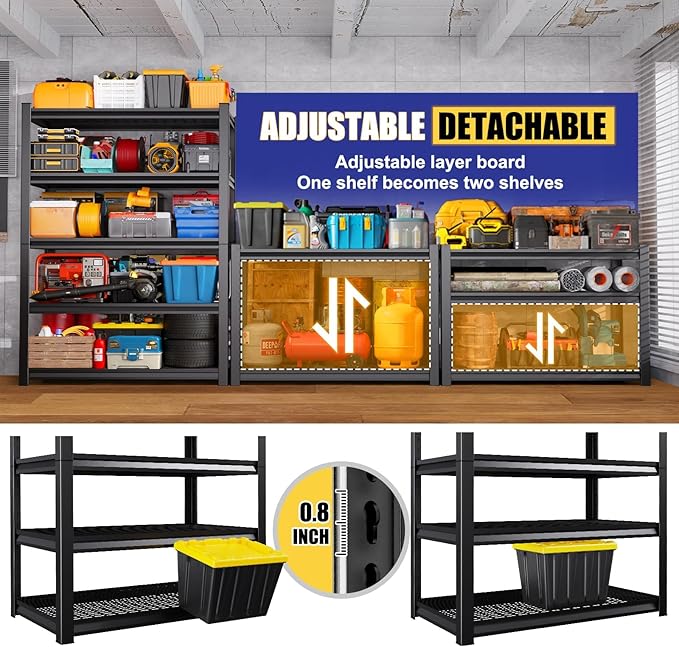 72"Hx59"Wx20"DGarage Shelving-2500 lbs 5 Tier Storage Shelves,Adjustable Heavy Duty Metal Shelving Unit and Storage Large Wire Rack,Utility Steel Shelf for Warehouse Industrial Pantry Basement