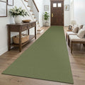KOZYFLY 3x16 Runners Rugs for Hallway, Extra Long Washable Runner Rug, Non Slip Rubber Backed Kitchen Runner, Cotton Entryway Rug, Floor Carpet for Entry, Aisle, Hall, Olive Green/Earthy Green