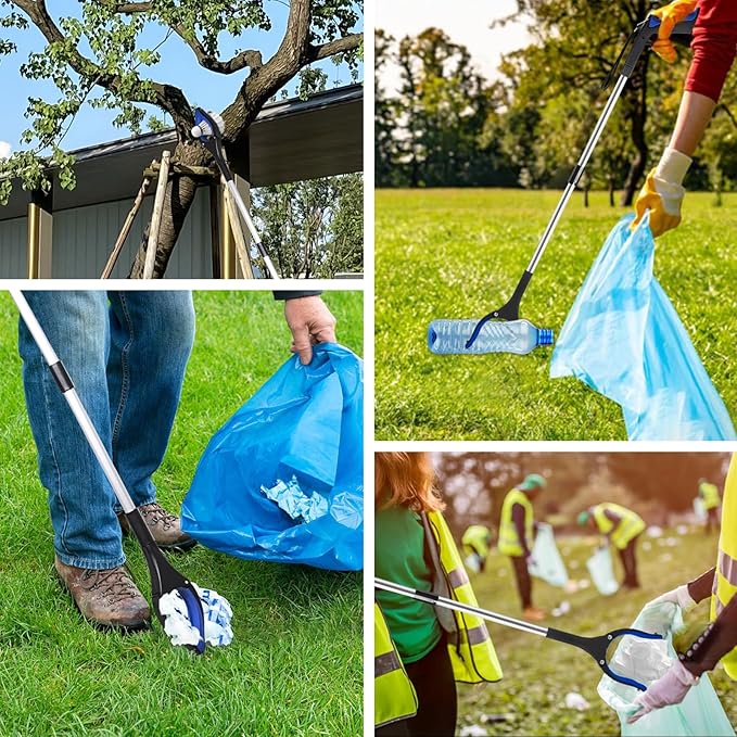 2-Pack Grabber Reacher Tool, 34" Foldable Reacher Grabber Pickup Tool with 90° Anti-Slip Rotating Jaw & Magnets, 4" Wide Claw Opening Reachers for Seniors, Trash Picker Tool