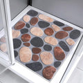 Square Shower Bath Mat Non-Slip: 36x36 Inch Large Bath Tub Mat for Inside Shower - Soft Textured with Drain Holes- Gray Bathroom Floor Safety Mat Foot Massage Scrubber