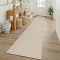 KOZYFLY Cotton 2x12 Runners Rugs for Hallway, Long Washable Runner Rug, Woven Non Slip Kitchen Runner, Braided Entryway Rug, Floor Carpet for Entry, Aisle, Hall, Ivory/Camel/Brown