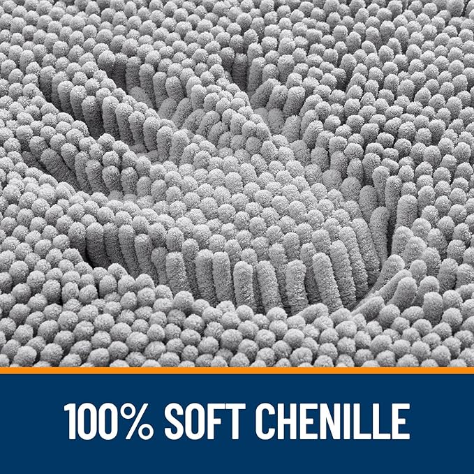 OLANLY Large Bathroom Rugs 40x24, Extra Soft Absorbent Chenille Bath Rugs, Rubber Backing Quick Dry, Machine Washable Bath Mats for Bathroom Floor, Tub and Shower, Home Decor Accessories, Grey