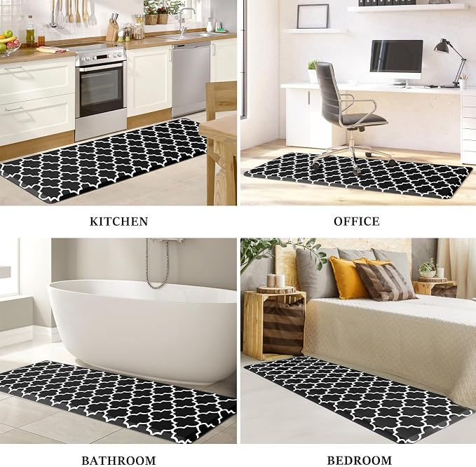 WISELIFE Anti Fatigue Floor Mat - 4/5 Inch Thick Kitchen Mat Non Slip Waterproof Heavy Duty Ergonomic Comfort Mat Durable for Home, Office, Sink, Laundry,(22" x 72", Black)