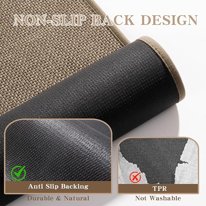 chakme Bathroom Rugs Mat 24x17, Ultra Thin Non Slip Bath Mat Small Quick Dry Absorbent Bath Mat for Bathroom Floor, (Dark Beige, 24"x17")
