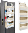 Over the Door Organizer with 4 Side Mesh Pockets, 4 Shelf Capacity Hanging Behind the Door Kitchen Organizers and Storage Suitable for Storing Toys, Shoes, Towels, Lvoy White, 4 Shelf