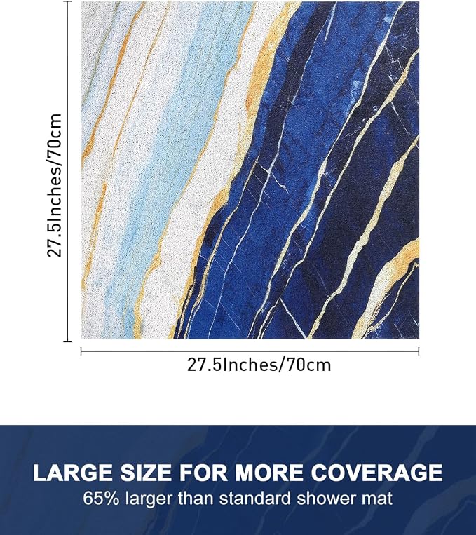 Non Slip Shower Mat, 27x27 Inch Square Shower Mats for Inside Shower for Textured Surface,Soft PVC Loofah Shower Mat Quick Drying Easy Cleaning Shower Floor Mat for Wet Area, Home, Holtel, Bathroom