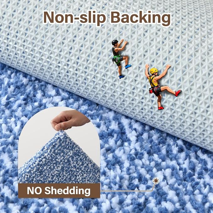 Bathroom Rugs 30x20 Non Slip Washable, Blue Bath Mat for Bathroom Floor Tub, Soft Absorbent Quick Dry Mats for Shower, Bathtub,Home Decor