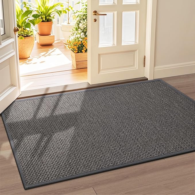 LEKEEPGO Door Mat 36"x59", Non Slip Door Mat Indoor Entrance, Rubber Backing Front Indoor Door mats Washable Absorbent Doormat Low-Profile Entryway Entry Resist Dirt Inside Door Mats, Grey
