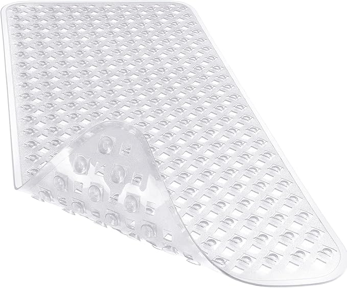 Yimobra Bathtub Mat Non Slip, 35"X16" Shower Mat with Strong Suction Cups & Drain Holes, Long Anti Slip Bath Tub Mat for Inside Shower, Machine Washable Fast Drying, Bathroom Essentials, Clear