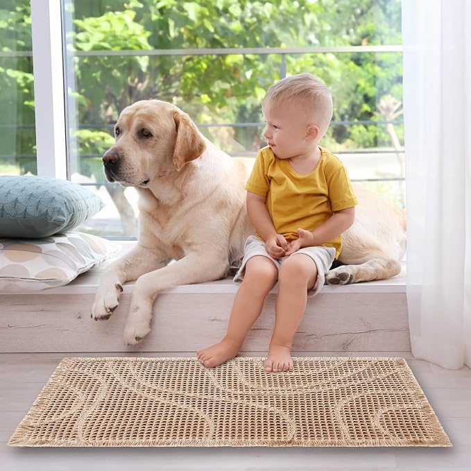 ZALL Waffle Bath Mat Black Super Absorbent Non Slip Bathroom Rug,Rhombus Geometric 24x48inch,Machine Washable Ultra Soft Floor Mats