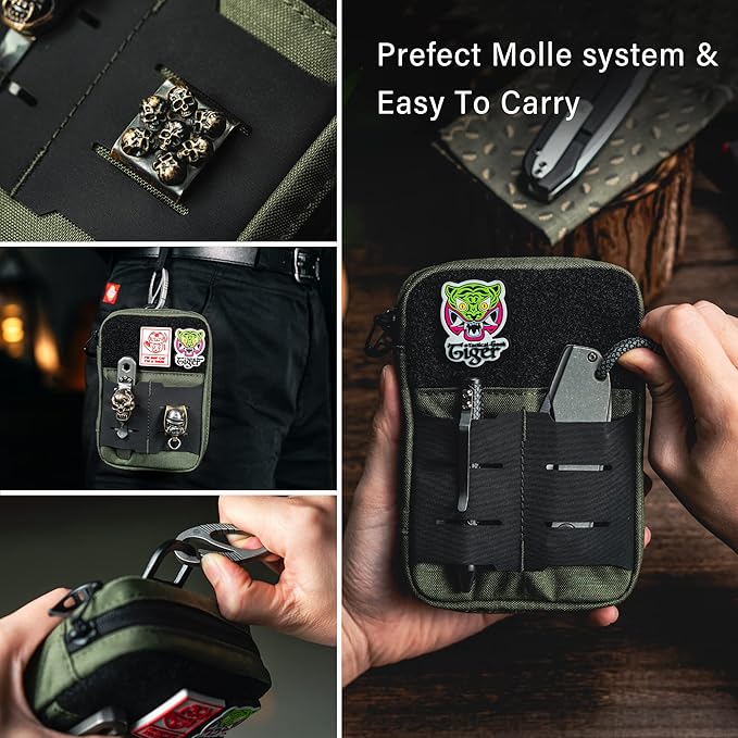 TACTICAL GEEK Block E2.0 EDC Compact Waist Multi-Purpose Molle Pouch Organizer, Green