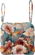 vctops Farmhouse Floral Print Chair Cushions with Ties U-Shaped Soft Comfortable Chair Pads Non Slip Seat Cushions for Indoor Dining Room and Kitchen Chairs (Flower E,16"x16")