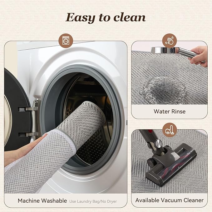 AMOAMI Kitchen Mats for Floor, Non Slip Washable Kitchen Rugs Absorbent Quick Dry and Easy to Clean, Kitchen Runner Rugs for Kitchen in Front of Sink, 20“*47”, Grey
