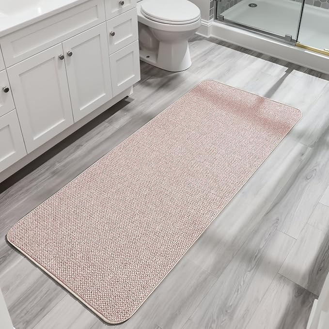 Bosap Bath Mat,Ultra Thin Bathroom Runner Rugs,Large Bath Mats for Bathroom,Quick Dry,Non-Slip,Machine Washable,Low Pile,Bath Rug,Shower Outside,Sink,Home Decor Accessories.Beige,3'x4'(36x48inch)
