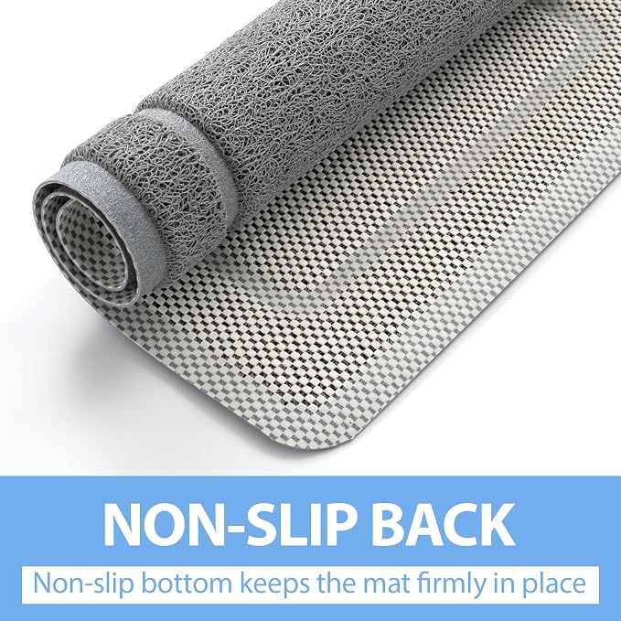Hargiis Square Non-Slip Shower Mat, Anti Slip Bathtub Mat, Fast Drying Bathtub Mats, UpgradedFoot Scrubber Mat, Anti Slip Mat for Tub, Floor, Bathroom, Kitchen, Hotel (Grey 24"×24")