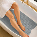 LDC Bath Mat for Tub, Inside Shower Bathtub Mat with Drain Holes and Suction Cups, Anti Slip Bath Mat Inside Tub Extra Long, 40x16 - Light Grey