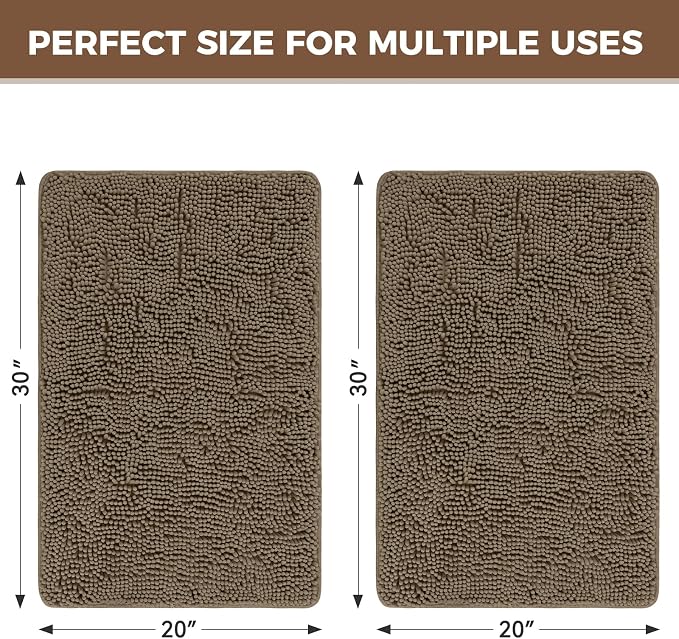 Bcoimo Bathroom Rug Set, Chenille Bathroom Rugs, Absorbent Non Slip Plush Bath Mats, Machine Washable Fast Drying Floor Mats for Tub, Shower, Sink, Vanity