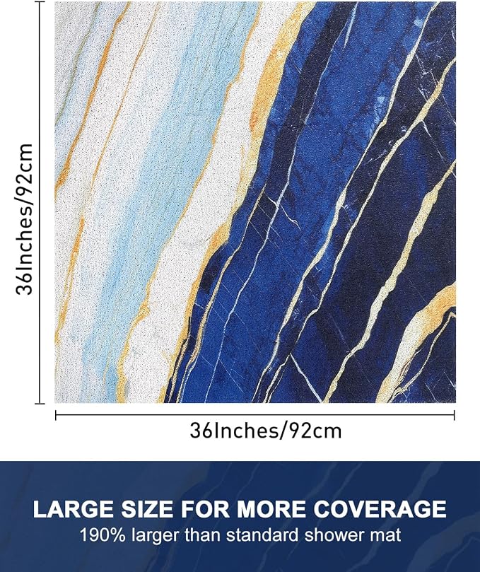 Square Shower Mat, 36x36 Inch Extra Large Non Slip Shower Mats for Inside Shower, Soft PVC Loofah Shower Mat Anti Slip Quick Drying, Shower Stall Mats for Home, Holtel, Bathroom
