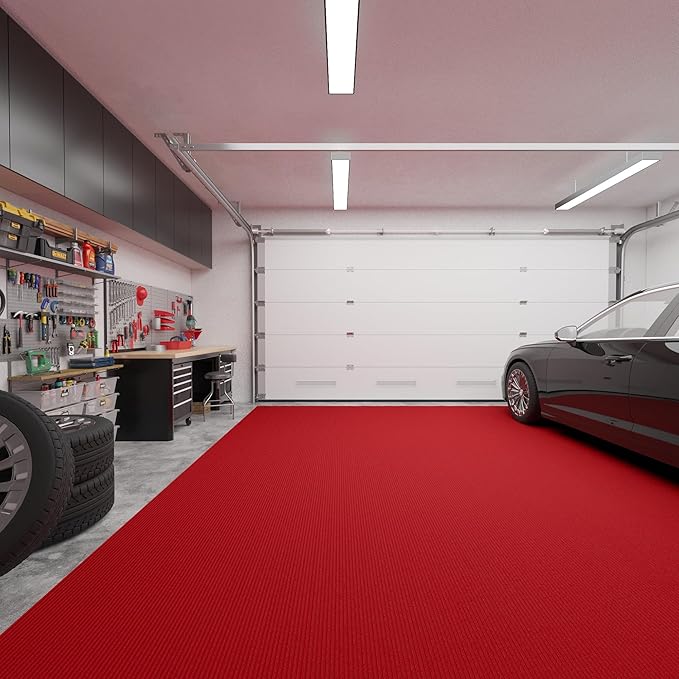 Ottomanson 6'6" x 14' Hallway Runner with Scraper Pile Extra Durable Non-Slip Rug Mat for Indoor & Outdoor Use - Ideal for Kitchen, Entryway, Patio & Garage - High-Traffic Carpet, Red