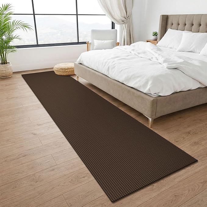 KOZYFLY Cotton Runners Rugs for Hallway 2x10, Washable Runner Rug, Woven Non Slip Kitchen Runner, Braided Entryway Rug, Floor Carpet for Entry, Aisle, Hall, Brown/Dark Brown