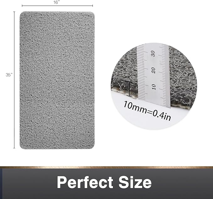 Asvin Soft Textured Bath, Shower, Tub Mat, 35x16 Inch, Phthalate Free, Non Slip Comfort Bathtub Mats with Drain, PVC Loofah Bathroom Mats for Wet Areas, Quick Drying