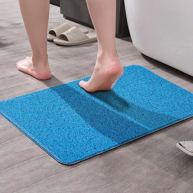 Asvin Soft Textured Bath, Shower, Tub Mat, 35x16 Inch, Phthalate Free, Non Slip Comfort Bathtub Mats with Drain, PVC Loofah Bathroom Mats for Wet Areas, Quick Drying