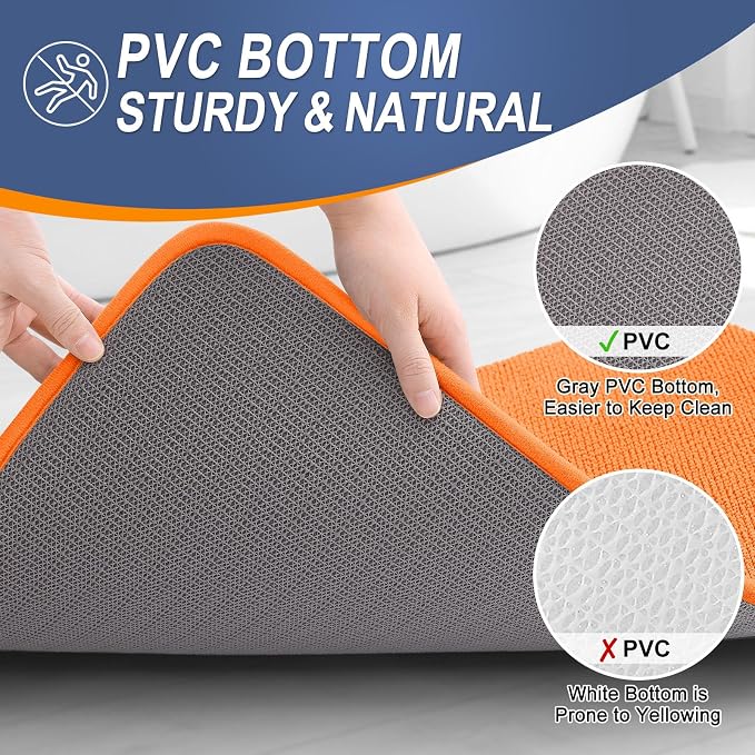 OLANLY Thick Memory Foam Bath Mat Rug 30x20, Extra Soft Absorbent Bathroom Rug, Quick Dry Bath Mats, Non-Slip, Machine Washable Carpet for Bathroom, Tub and Shower, Home Decor Accessories, Orange