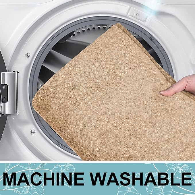 Smiry Memory Foam Bath Mat 47x24, Extra Soft and Absorbent Bathroom Mats, Non Slip Washable Carpet for Floor, Shower and Tub, Camel