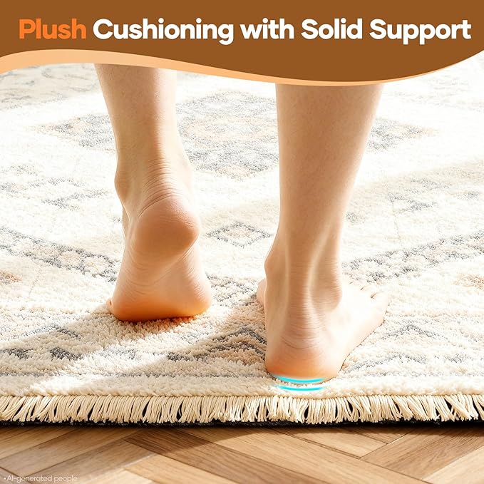 Veken 7 Ft Round Non Slip Cushioned Rug Pad Gripper, Felt and Silicone Backing, 1/8" Thick Carpet Liner for Hardwood Floors and Finishes, Under Area Rugs Anti Skid Mat, Keep Rugs Safe and in Place