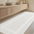IM HOME Extra Large Waffle Bath Mat, Boho Bathroom Rugs Absorbent Non Slip, Ultra Soft Bathroom Mat, Machine Washable Knit Bath Rugs with Tassels for Bathroom, Bedroom, Kitchen, Tub, 5'x2', White