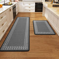 Kitchen Mats for Floor, 17''x30''+17''x59''Kitchen Rugs Set of 2, Washable Absorbent Kitchen Mat Non Slip, Braided Kitchen Runner Rug, Kitchen Sink Rug, Grey