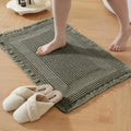 Waffle Bath Mat - Non Slip Bathroom Rugs - Washable Super Absorbent & Quick Dry Bath Mats with Tassels for Hallway Bedroom Laundry Room,24" x 72",Olive Green