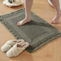 Waffle Bath Mat - Non Slip Bathroom Rugs - Washable Super Absorbent & Quick Dry Bath Mats with Tassels for Hallway Bedroom Laundry Room,24" x 36",Olive Green