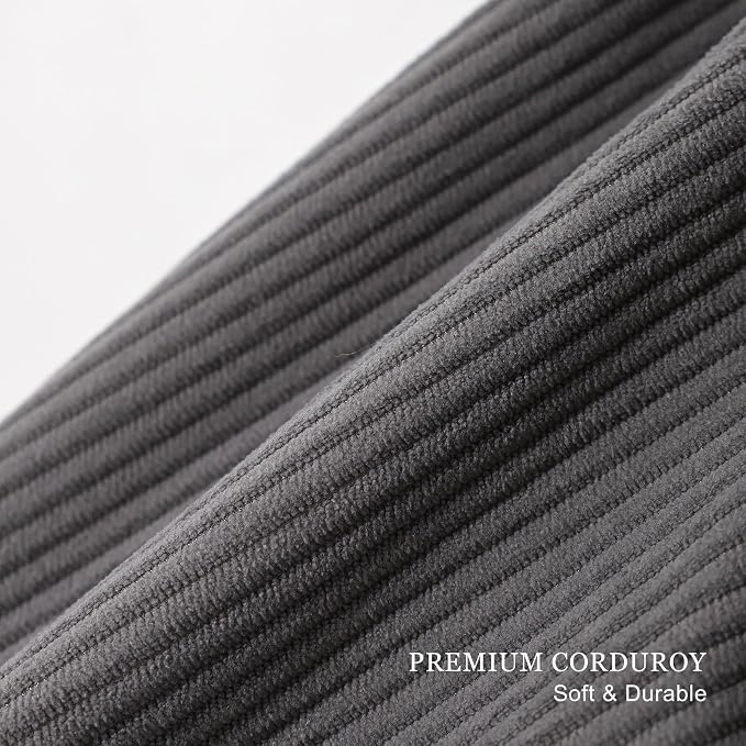 Pat. Pend. Corduroy Lumbar Support Backrest Pillow for Sitting & Reading, Ergonomic Triangle Cushion for Sofa, Armchair & Bed, Removable Cover, Dark Grey