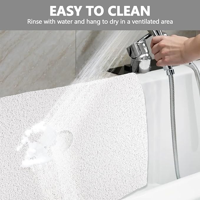 Square Shower Mat Non Slip: 27 x 27 Inch Extra Large Loofah Shower Mats for Inside Shower - Anti Slip Shower Stall Matt with Drain Hole in Middle