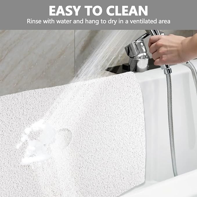Square Shower Mat Non Slip: 36 x 36 Inch Extra Large Loofah Shower Mats for Inside Shower - Anti Slip Shower Stall Matt with Drain Hole in Middle