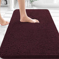 OLANLY Bathroom Rugs 35x24, Extra Soft Absorbent Chenille Bath Rugs, Rubber Backing Quick Dry, Machine Washable Bath Mats for Bathroom Floor, Tub and Shower, Home Decor Accessories, Black Cherry
