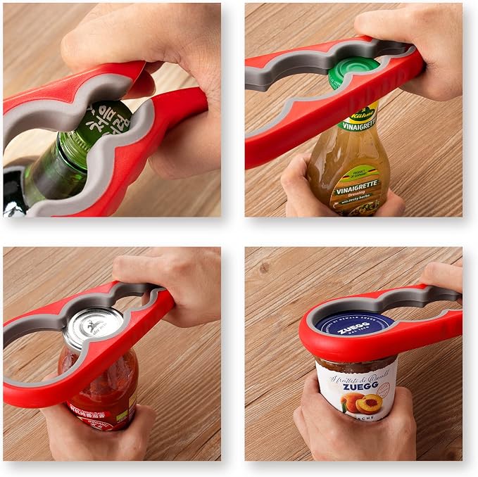 Astofli 5 Pack Jar Opener For Seniors With Arthritis, Easy Twist Lid Opener Jar Opener For Opening Jars With 2 PCS Rubber Jar Gripper, Multi Can Openers Prime For Seniors With Arthritis