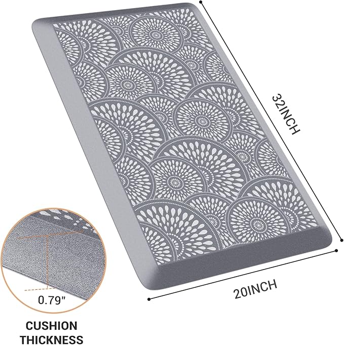 Mattitude 4/5 Inch Kitchen Mat, 20x36in Heavy Duty Ergonomic Comfort Foam Standing Desk Mat, Waterproof Non-Slip Standing Mats and Rugs for Kitchen, Office, Black