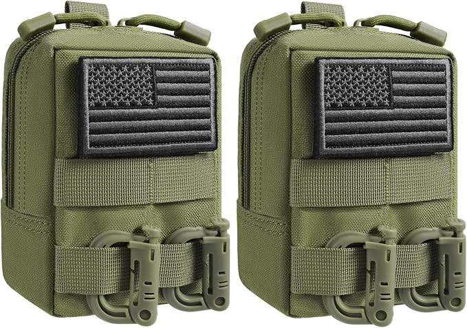 FRTKK 2 Pack Molle Pouches - Tactical Compact Water-Resistant EDC Pouch Bag Small Utility Pouch