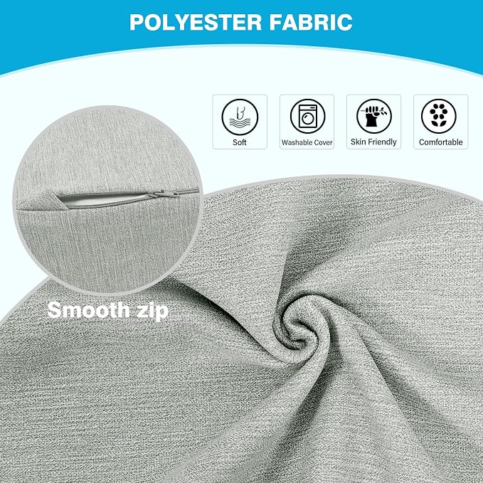 Lumbar Support Pillow for Recliner & Back Pillow for Couch, Dual Layer Memory Foam Back Support for Deep Recliner Chair for Senior Citizen to Sit Up Straight Light Grey